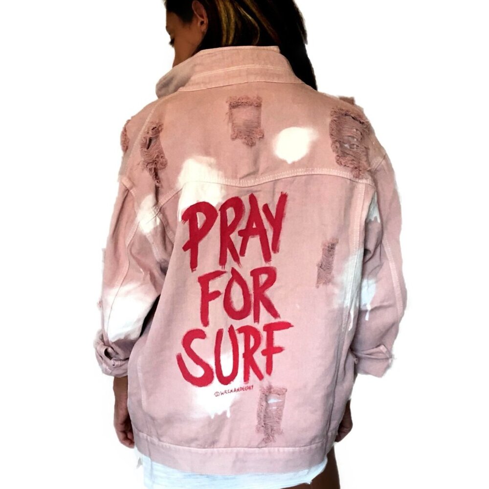 SUPER RARE 'Surfing' Distressed Denim Jacket by Wren & Glory